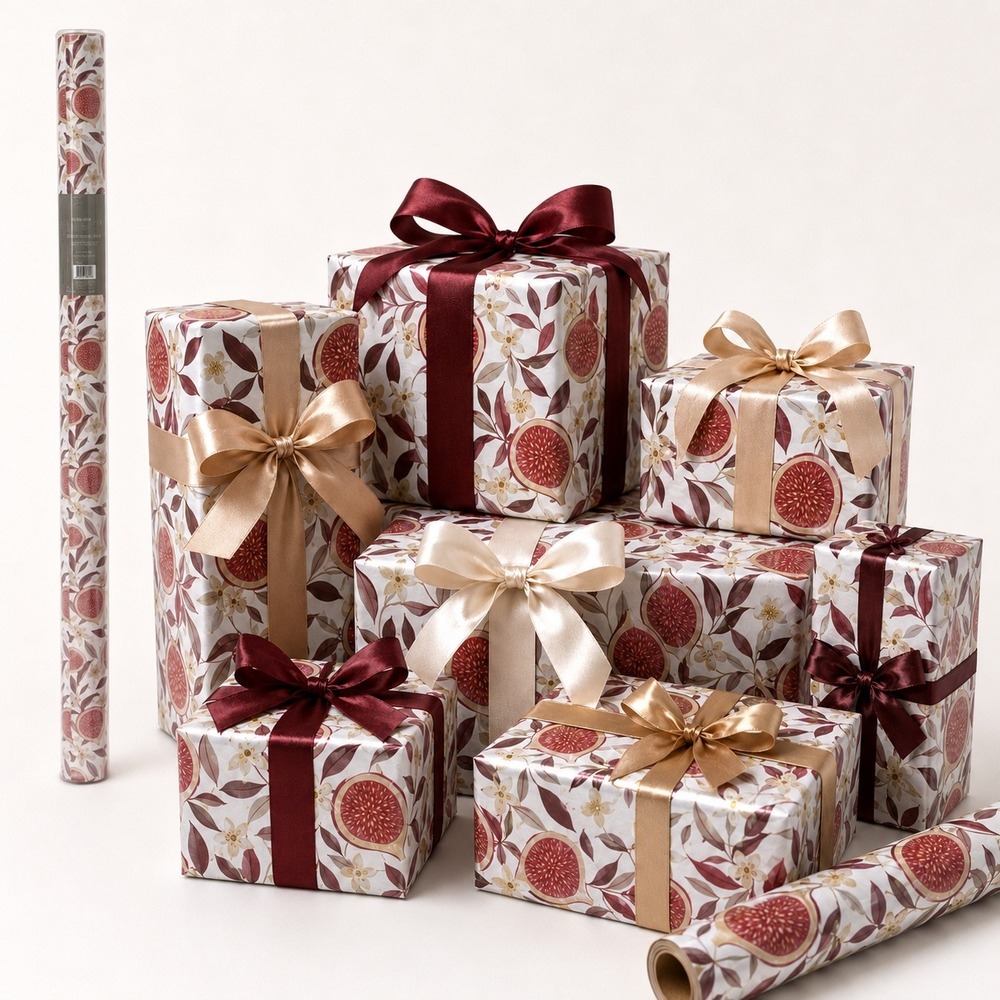 Etymology Heavyweight Gift Wrap Roll 100 SqFt Fig Floral Pattern Elegant 109-11